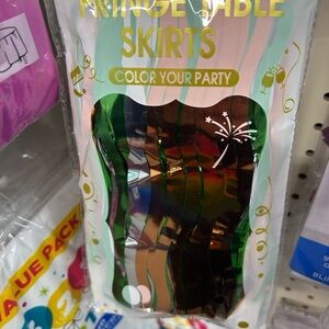 Fringe Table Skirt - Iridescent Green Party Fringe/you get 3